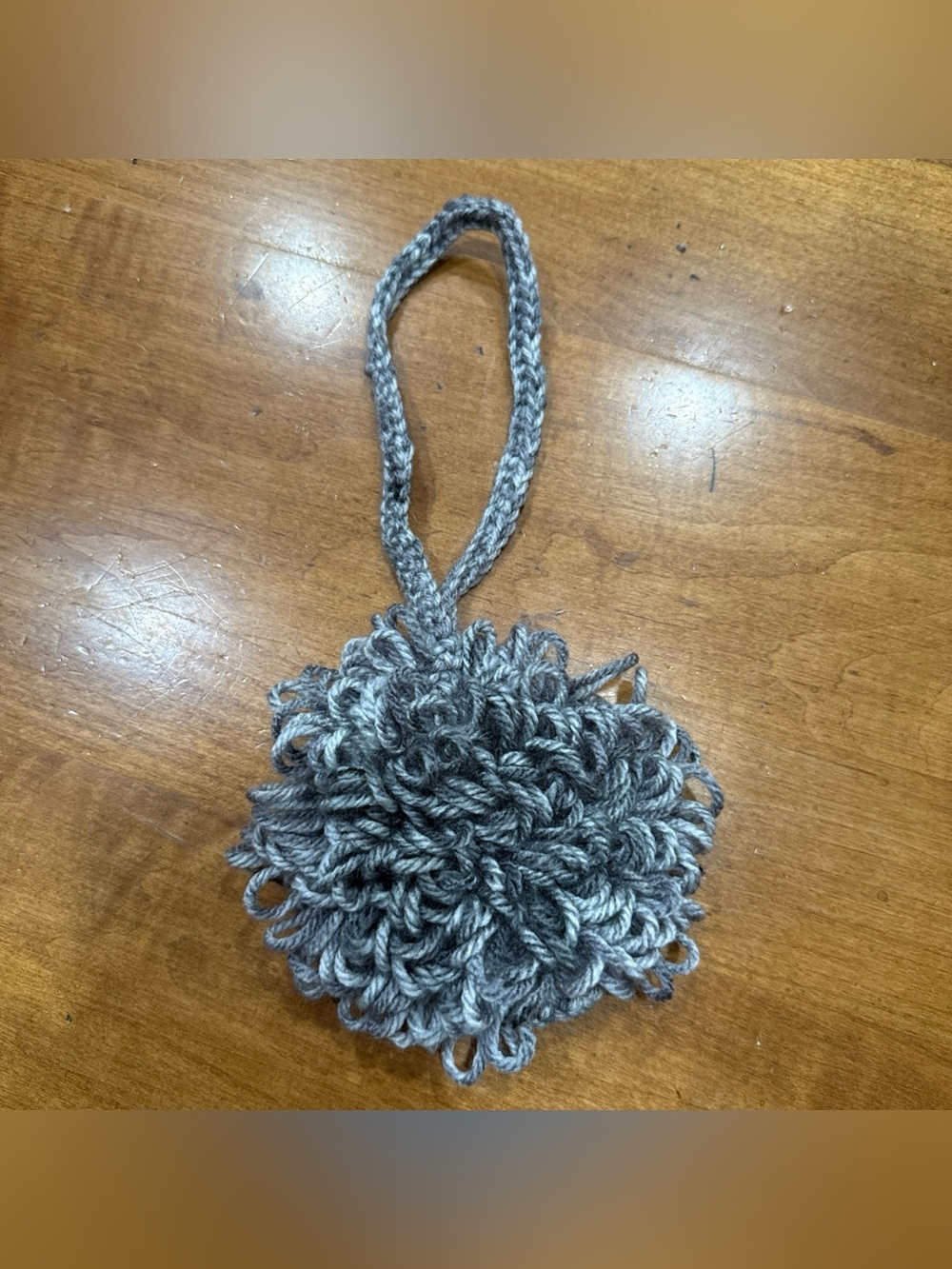 Brand New Hand Crochet Loop Stitching Kitchen Sponge W String For Hanging; Gray